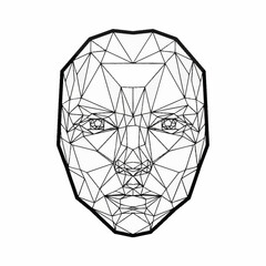 Geometric Human Face Wireframe Illustration. © Maonah