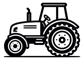 Obraz premium Line art illustration of a farm tractor depicting a robust agricultural vehicle for farming