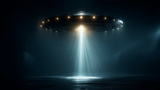 UFO Hovering with Beam of Light