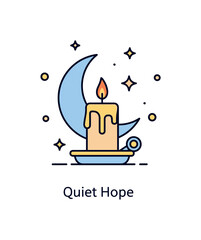 Obraz premium Candle in prayer evening reflection theme showing a single candle against a subtle crescent moon accent, symbolizing nighttime meditation and gratitude. The