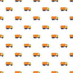 Orange dumper trucks creating a repeating pattern on a white background © nsit0108