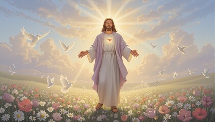 Obraz premium Christian Easter Risen Illustration 