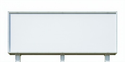 Obraz premium Blank billboard isolated. White surface framed with metal structure. Supports visible below. Simple design, ready for advertising content.