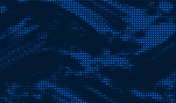 Abstract ascii big data ai background with computer code. Cyber technology random art for digital texture and pattern design for banner.