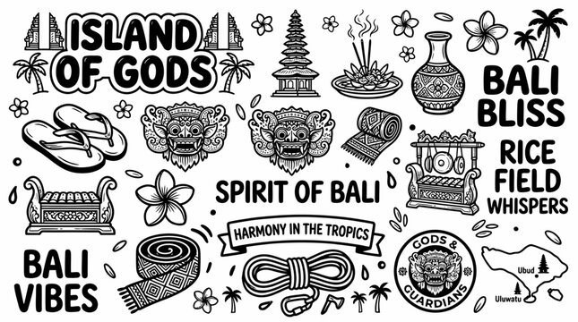 Bali Doodle Art: Island of Gods, Culture, and Tropical Vibes