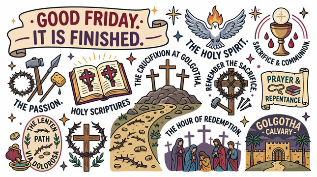 Good Friday Christian Symbols and Scripture Illustration