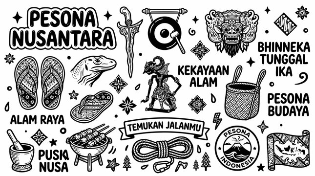 Indonesia Culture Doodle Art: Pesona Nusantara Collection