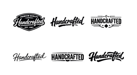 Fototapeta premium Handcrafted. Set lettering. harmonious lettering variations of the same emblematic concept, each with different artistic interpretation (Retro vintage badge