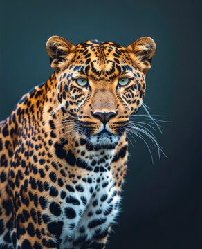 African leopard (Panthera pardus pardus) in close-up studio portrait