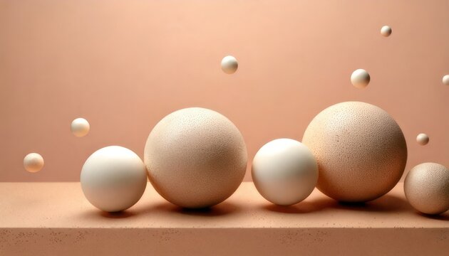 Minimalist Still Life - Spheres in Harmonious Arrangement on Neutral Backdrop.