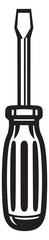 Naklejka premium Line art illustration of a screwdriver depicting a hand tool for home repair