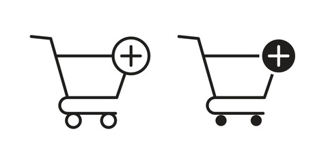 Add to cart icon Line Design Vector Illustration. Solid Black icons © paul