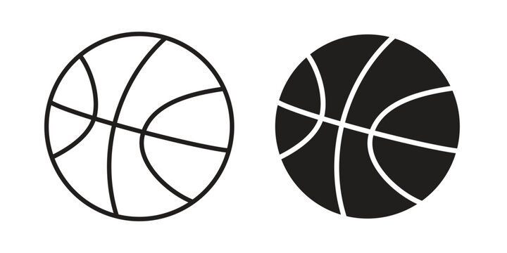 Basketball icon Line Design Vector Illustration. Solid Black icons