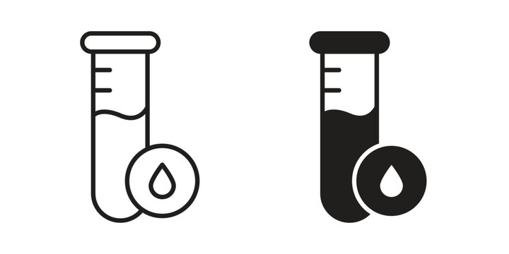 Blood test icon Line Design Vector Illustration. Solid Black icons