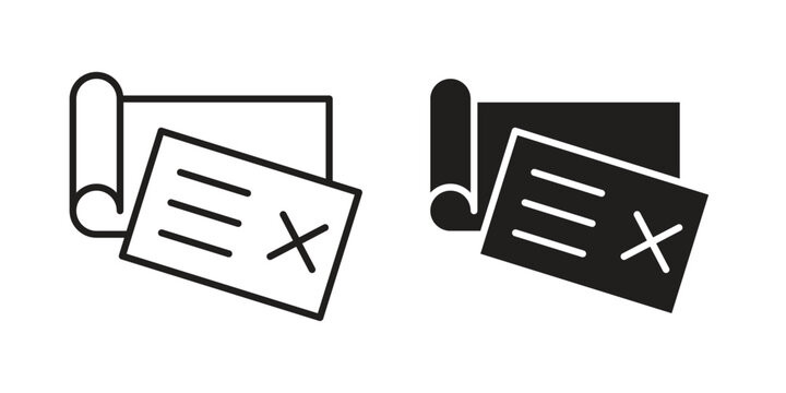 Bounced check icon Line Design Vector Illustration. Solid Black icons