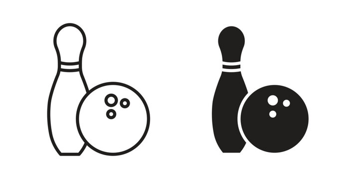 Bowling icon Line Design Vector Illustration. Solid Black icons