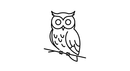Obraz premium Vector illustration of a single owl sitting on a branch