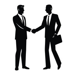 Obraz premium Coworkers Shaking Hands Silhouette Vector
