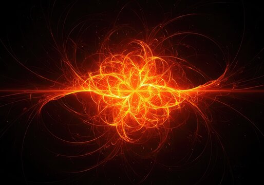 A deep, pulsing flow of cosmic orange and gold light creating complex patterns of abstract power and spiritual warmth and intense heat, red, flow, dynamic