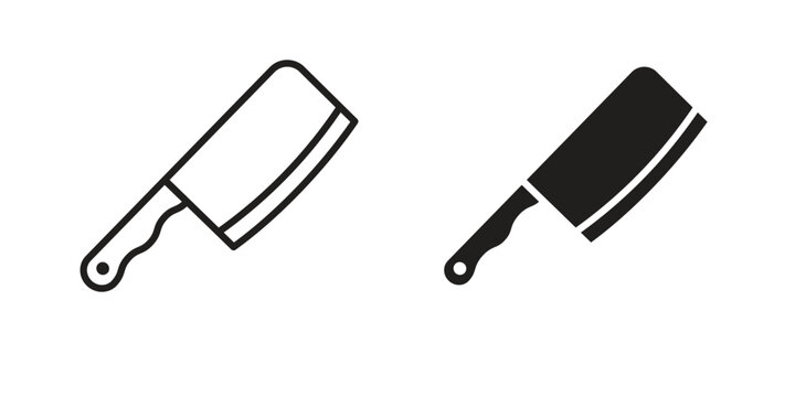 Butcher knife icon Line Design Vector Illustration. Solid Black icons