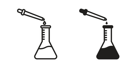 Fototapeta premium Chemical test icon Line Design Vector Illustration. Solid Black icons