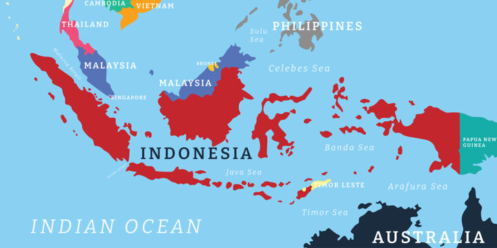 Background topographic map of the Republic of Indonesia. Indonesia and Southeast Asia