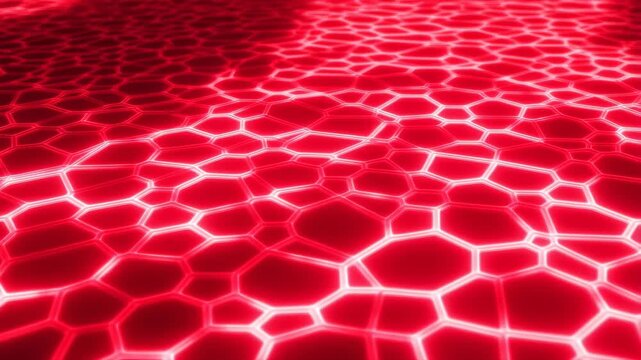Hexagons red glowing pattern with black background and neon lines featuring geometric, shapes, abstract with digital and futuristic elements for