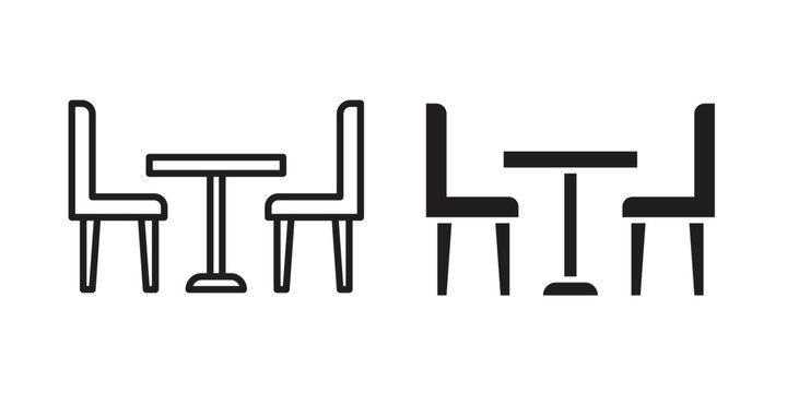 Dinner table icon Line Design Vector Illustration. Solid Black icons