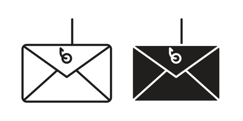 Email phishing icon Line Design Vector Illustration. Solid Black icons © paul