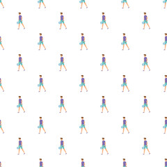 Fototapeta premium Tennis player characters forming a seamless sports themed pattern on white background