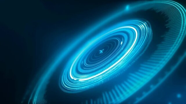 Targe holographic with concentric circles and crosshair in blue neon light featuring futuristic, technology, virtual reality with augmented reality