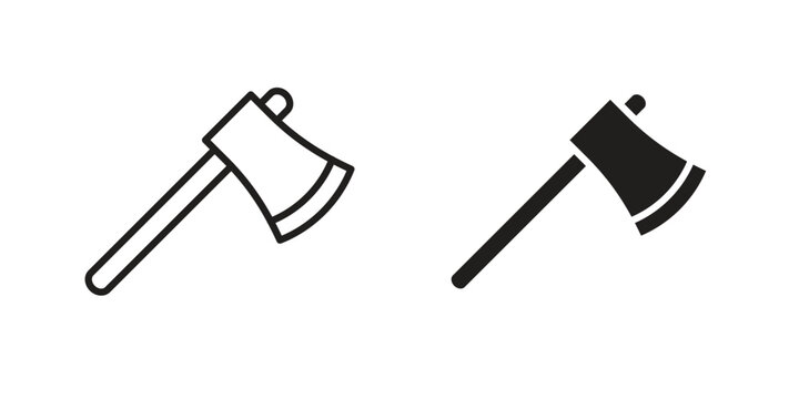 Hatchet icon Line Design Vector Illustration. Solid Black icons