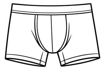 Line art illustration of men's boxer briefs depicting a basic undergarment for fashion design