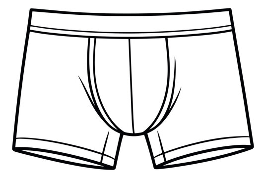 Line art illustration of men's boxer briefs depicting a basic undergarment for fashion design