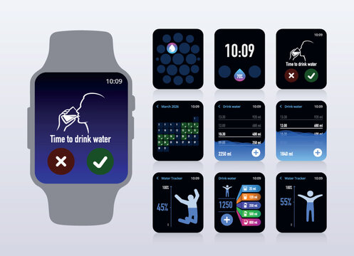 Drink Water Monitoring Smartwatch Fitness App UI No.64