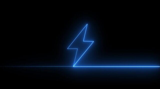 Glowing neon charging icon isolated. Neon lighting icon animation. on a black background.4k video