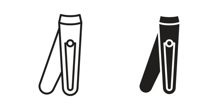 Nail clippers icon Line Design Vector Illustration. Solid Black icons