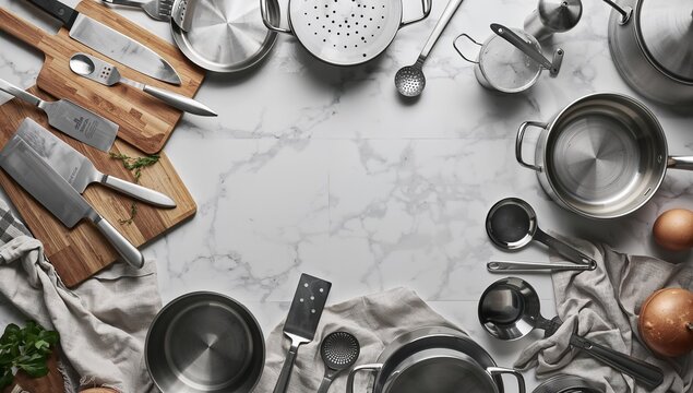 Modern Kitchenware Collection Flat Lay
