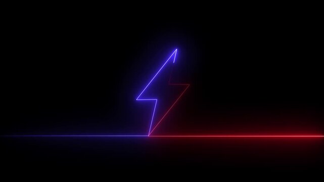 Neon Battery Charging. on a black background.4k video animation.