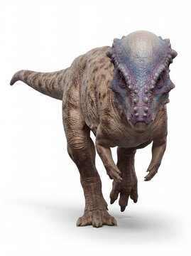 Pachycephalosaurus wyomingensis walking front view dome headed dinosaur illustration