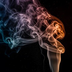 Obraz premium 3d human brain with vibrant smoke effect on black background