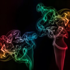 Obraz premium Vibrant abstract smoke swirls in neon colors on black background