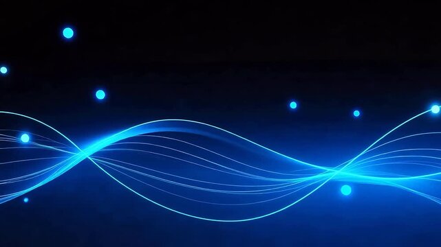 Blue glowing lines and dots on dark background