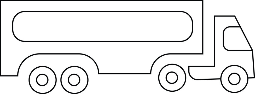Line Art Illustration of a Semi Truck Tanker Vehicle