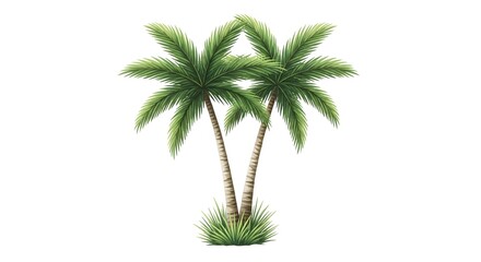 Obraz premium Two palm trees standing together in a tropical setting