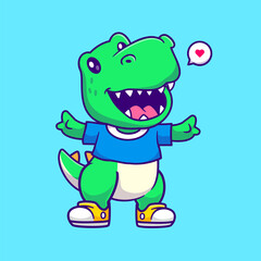 Obraz premium Cute Dinosaur Kid Standing Cartoon
