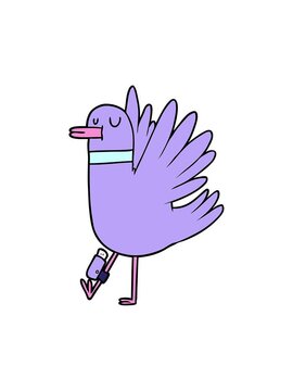 shine light effect animation of cartoon flapping wood pigeon