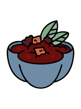 bobbing motion animation of traditional hot brazilian feijoada stew drawing