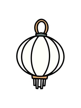 jiggle and pause animation of hanging lamp in traditonal japanese craft style