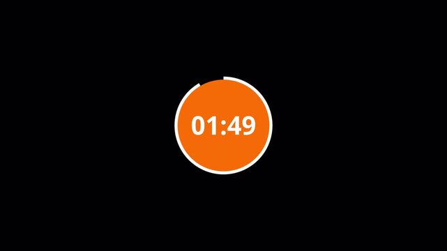 120 to 0 seconds, 2 minute countdown timer with alpha channel , Two minutes circle countdown video